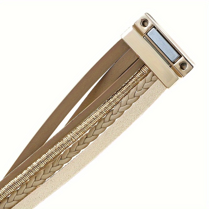 Boho Leather Bracelet with Crystal Beads